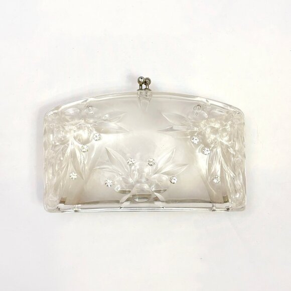 Vintage Lucite '50s clear clutch purse - Picture 1 of 7